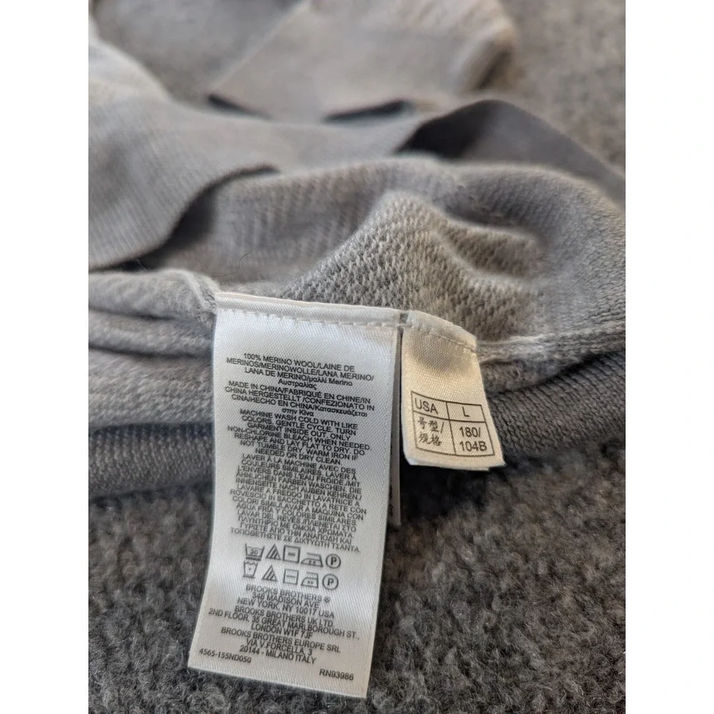Brooks Brothers Wool Sweater Mens Large Light Gray  100% Merino Wool 1/4 Zip